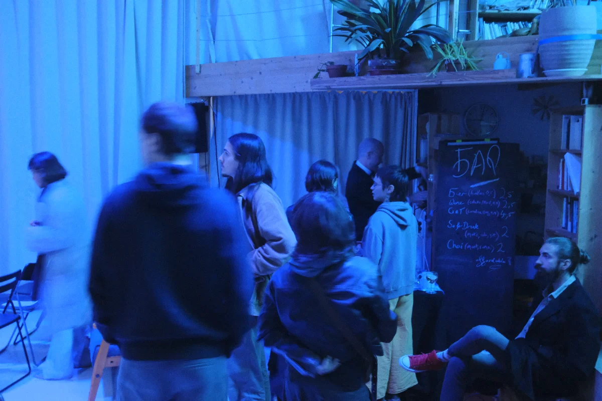 People queing to get a drink